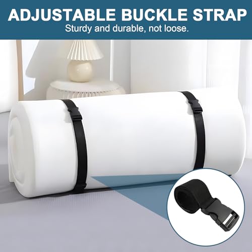 4 Pack Mattress Topper Straps, 60 x 2 Inches Black Adjustable Straps with Locking Buckles Keep Toppers Secure for Mattress Moving or Storage Ideal for Memory Foam Toppers Dorms Apartments and RVs RJLCTH