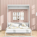 FAVSH Queen Size Murphy Bed with Shelf, Modern Solid Pine Wood Wall Bed, Space-Saving Hidden Bed,Fold-The-Way Bed for Bedroom,No Box Spring Needed,White FAVSH