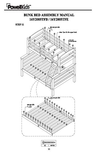 Powell Espresso Twin/Full Bunk Bed with Built-In Ladder and Detachable Design - WoodArtSupply