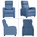 Yaheetech Fabric Recliner Chair Sofa Ergonomic Adjustable Single Sofa with Thicker Seat Cushion Modern Home Theater Seating for Living Room Light Blue
