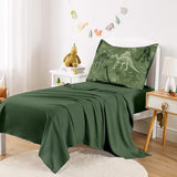 Wake In Cloud - Dinosaur Toddler Bedding Set for Boys, Colorful Dino Prehistoric Fossil, 4 Pieces Soft Crib Bed Set Including Comforter, Sheets and Pillowcase, Army Green Wake In Cloud