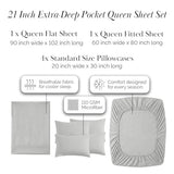 Southshore Fine Living, Inc. 21-Inch Extra Deep Pocket Queen Sheet Set 6 Piece for Tall Mattress, Pet Hair Resistant Bedding, Microfiber Queen Size Sheets, Breathable Easy Care, Light Grey Sheets Southshore Fine Living, Inc.