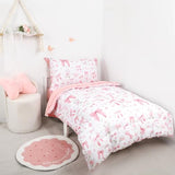 Jundetye Toddler Bedding Set for Girls 4 Pieces Pink Rose, Soft Breathable Toddler Comforter Set, Bow Flower Print, Includes Reversible Comforter, Fitted Sheet and Flat Sheet, Pillowcase Jundetye