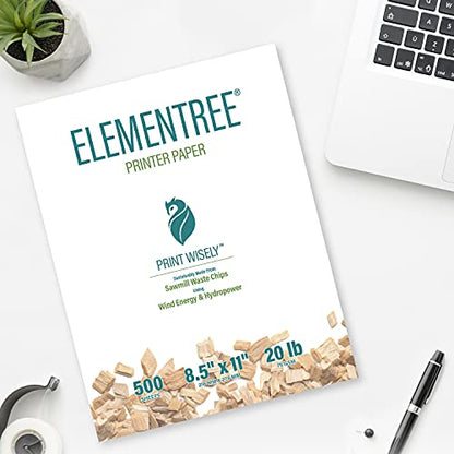 Elementree Sustainable Printer Paper Case, 8.5 x 11 White, 5 Reams, 2500 Sheets of 20lb Printing Paper, Made in the USA (00918C)