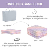 Givjoy Foldable Floor Mattress for Kids, Glow in The Dark Purple Horse Toddler Washable Folding Floor Mat for Nap Daycare, Child Trifold Futon Sofa Bed with Storage Bag for Playroom Girls and Boys Givjoy