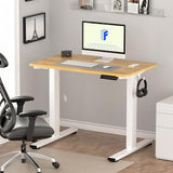 FLEXISPOT Standing Desk 48 x 24 Inches Height Adjustable Desk Whole-Piece Desktop Electric Stand up Desk Home Office Table for Computer Laptop (White Frame + 48 in Maple Desktop) FLEXISPOT