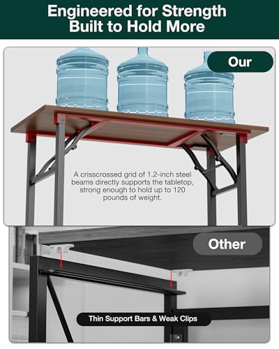 Frylr Small Folding Computer Desk – Portable 35.8 Inch Foldable Laptop Table, Collapsible and Compact for Easy Storage and Fast Setup, Lightweight for Small Spaces, Craft and Study Use, Dark Walnut Frylr