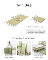 FULI Japanese Tatami Mattress, Tatami Rug, Igusa Mat (Japanese Rush Grass) Folds in Three, Made in Japan (Natural, Twin) FULI