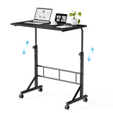 DUMOS 31.5" Adjustable Height Mobile Desk with Locking Wheels & Pin-Lock, Portable Workstation for Walking Pad & Active Home Office, Black DUMOS
