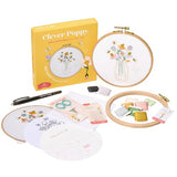 Clever Poppy Bee Happy Beginner Embroidery Kit – Easy Embroidery Kit for Beginners with Hoop, Thread & Patterns – Hand Embroidery Kit for Adults and Teens – Complete Embroidery Starter Kit