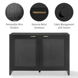 Crosley Furniture Kenji Media Console, Record Player Stand with Vinyl Storage, Modern Home Organizer, Black Crosley Furniture