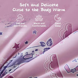 Anibedding 3Pcs Zip Up Bedding Comforter Set for Girls, Pink Castle All in One Zipper Twin Bedding Set with Pillowcase for Kids Anibedding