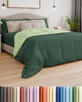 Cal King Size, Emerald/Light Sage Green Alternative Down Comforter - Warm, Lightweight & Breathable Hotel Quality Bedding Set for Men, Women, Kids and Teens - All Season Cooling Duvet Insert Comforter CGK Unlimited