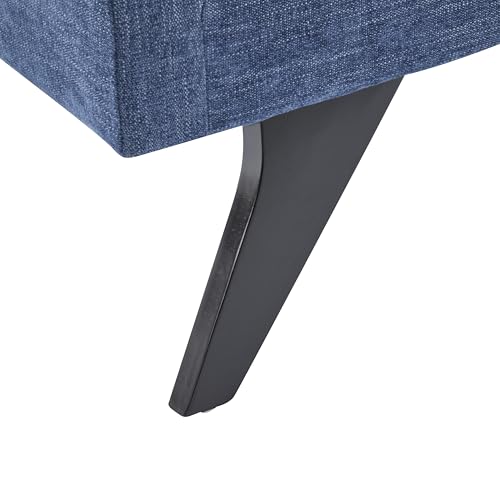 Christopher Knight Home Cagle Upholstered Loveseat Sofa with Splayed Legs, Birch Wood Frame Lounge Chair, Living Room Chaise Lounge Chair Indoor, Soft Lounge Sofa with Rolled Accent Pillow, Navy Blue Christopher Knight Home