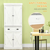 HOMCOM 72" White Traditional Kitchen Pantry Cabinet with Adjustable Shelves and Large Drawer HOMCOM