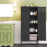 Ustamio 61 Inches Metal Storage Cabinet with Doors and Shelves, 4 Tier Kitchen Pantry Cabinet, Metal Cabinet for Home Office, Dinning Room, Laundry Room, Living Room, Bathroom and Utility Room (Black) Ustamio