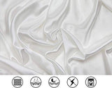 Satin Bed Sheets Full Size Sheet Sets, White Silk Sheets, 4 - Pieces Soft Bedding Set with 1 Deep Pocket Fitted Sheet,1 Flat Sheet,2 Pillowcase Luxbedding