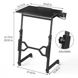 Enayplon Small Standing Desk with Wheels, Portable Treadmill Desk, Rolling Desk Adjustable Height for Laptop, Mobile Standing Table for Walking Pad, Bedside Table Enayplon