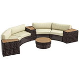 Outsunny 8 Piece Patio Furniture Set with 4 Rattan Sofa Chairs & 4 Tables, Outdoor Conversation Set with Storage & Umbrella Hole for Backyard, Lawn and Pool, Mixed Brown Outsunny