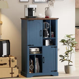 Maupvit Large Record Player Stand, 47" Farmhouse Navy Blue Vinyl Record Storage Cabinet with Barn Doors, Mid-Century Freestanding Rustic Wood Turntable Stand Maupvit