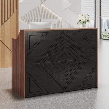 ANGRYWIN Reception Desk with Counter, Front Desk with Drawer and Storage Cabinet, Modern 47 inch Retail Counter with Cable Grommet for Checkout, Beauty Salon, Barber, Home Office (1-Drawer) ANGRYWIN