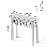 Venetian Mirrored Console Table Clear Glam Contemporary Rectangular Glass MDF Glossy Finish Includes Hardware Generic