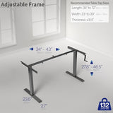 VIVO Black Manual Height Adjustable Stand Up Desk Frame with Hand Crank System, Ergonomic Standing 2 Leg Workstation, DESK-V101M VIVO