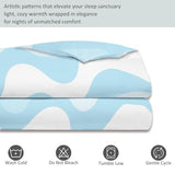 Single 61" x 79" Bedding Duvet Cover Set - Blue Minimalist Modern Wavy Printed 3 Piece Brushed Microfiber Comforter Quilt Cover with Zipper Closure for Men and Women Generic