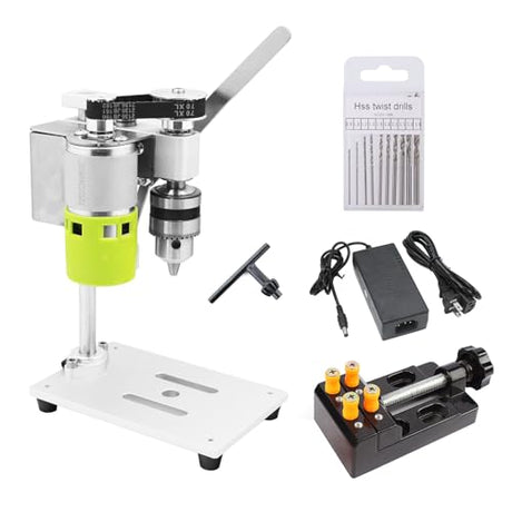 Mini Drill Press, Weytoll 24V Mini Bench Drill, Benchtop Drill Press, Portable Precision Drilling Machine, 7-Speed Low Noise Desktop Drilling Machine for Handicraft DIY Jewelry Making Metal Weytoll