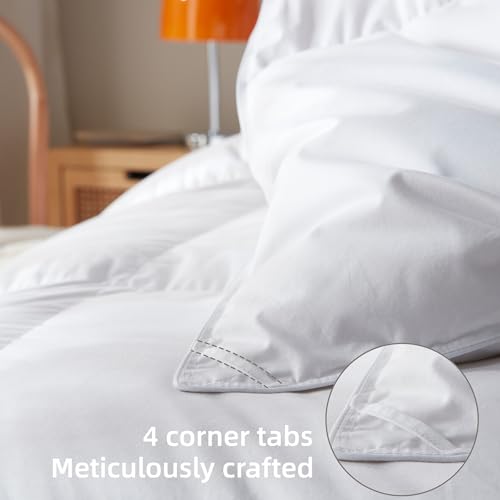 WENERSI Goose Feather Down Fiber Comforter King Size,100% Organic Cotton Duvet Insert,All-Season Luxury Duvet Insert with Baffle Box Design, 750+Fill Power Hotel Collection Bedding Comforter WENERSI