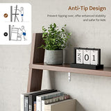 Tangkula Walnut Ladder Desk with 2-Tier Bookshelf and Drawer for Modern Storage Solutions Tangkula