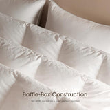 Cobnom® Feather and Down Fibres Comforter Oversized King - 100% Organic Cotton, Quill-Free & Ethical, Luxury All Season Duvet Insert (White, 120x98 Inches) Cobnom