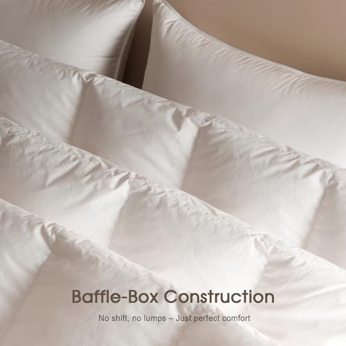 Cobnom® Feather and Down Fibres Comforter Twin Size - 100% Organic Cotton, Quill-Free & Ethical, Luxury All Season Duvet Insert (White, 68x90 Inches) Cobnom