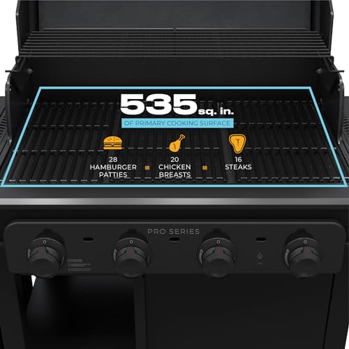 Char-Broil® Pro Series™ with Amplifire™ Infrared Technology 4-Burner Propane Gas Grill Cabinet with Side Burner, Black - 463281024 Char-Broil