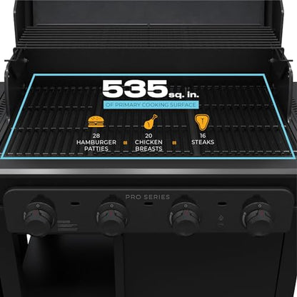 Char-Broil® Pro Series™ with Amplifire™ Infrared Technology 4-Burner Propane Gas Grill Cabinet with Side Burner, Black - 463281024