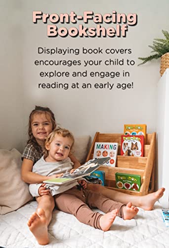 Montessori & Me Front-Facing Bookshelf - Toddler Book Display Rack in Brown - WoodArtSupply