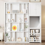 SOFTSEA Twin Size Murphy Bed with Desk, Bookshelf & Storage Cabinets, Space-Saving Foldable Wall Bed with Extendable Desk, White SOFTSEA