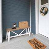 Wnutrees 43" Farmhouse Wood Bench, Narrow Bench, Long Bench Seat for Entryway, Living Room, Dining Room, Solid Wood, White Wnutrees