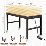 Antifir 48" Heavy Duty Workbench 1800 Lbs Capacity Solid Wood Working Bench Adjustable Height Rolling Work Tables with Power Outlets for Garage Shop Home Office Antifir