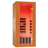 springspa Infrared Sauna for Home, 1 Person Home Sauna with Red Light Therapy, Canadian Hemlock Wooden Dry Saunas Room with Bluetooth Speakers, 1178 W/120V, 15 Minutes Pre-Warm up springspa