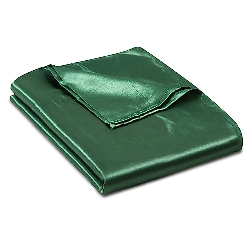 Ersmak Satin Flat Sheet Only, Single Flat Sheet Twin, Luxury & Ultra Soft Silky Bedding Top Sheet for Twin Mattress - Emerald Green Ersmak