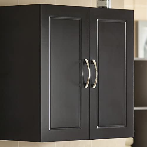 Haotian FRG231-SCH, Black Kitchen Bathroom Wall Cabinet, Garage or Laundry Room Wall Storage Cabinet, Black Stipple, Linen Tower Bath Cabinet, Cabinet with Shelf - WoodArtSupply