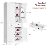 4 EVER WINNER Kitchen Pantry Storage Cabinet with 6 Door Shelves, 72" Tall Cupboard with 4 Adjustable Shelves and Large Drawers, Modern Food Pantry Cabinet for Kitchen, Dinning Living Room, White 4 EVER WINNER