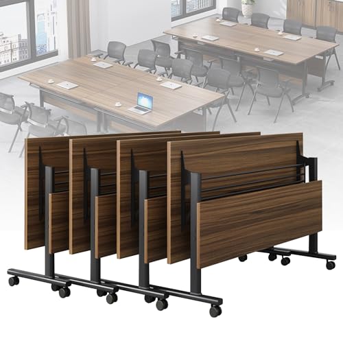 Conference Room Tables,Folding Conference Tables,Flip Top Rolling Mobile Table with Silent Locking Wheels,Modern Portable Seminar Training Meeting Table Business Tables (6 Pack, 61x21.7x29.5inch) Lenyedr