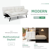 Opoiar 71" L Covertible Futon Sofa Bed,Faux Leather Futon Couch, Memory Foam Modern Loveseat Sleeper, Small Splitback Sofa Couches for Living Room,RV,Home Office,Apartment,White Opoiar