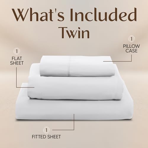 Utopia Bedding Twin Sheet Set – 3 Piece Bed Sheets for Twin Size Bed, Soft and Breathable Microfiber, Includes 1 Fitted Sheet, 1 Flat Sheet and 1 Pillowcase (White) Utopia Bedding