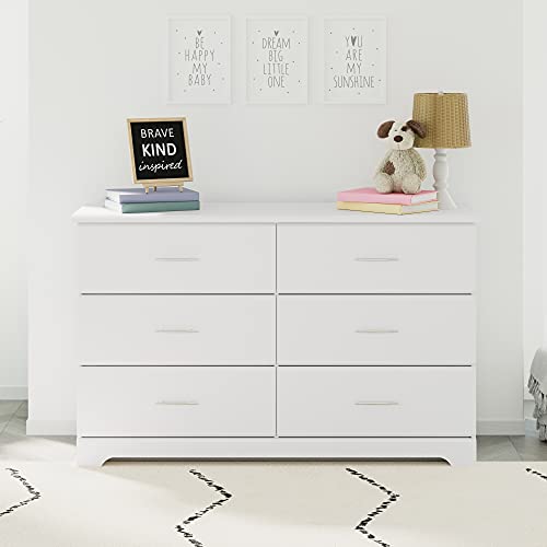 Storkcraft Brookside 6 Drawer Double Dresser (White) – GREENGUARD Gold Certified, Dresser For Nursery, Kids, Chest Of Drawers Stork Craft