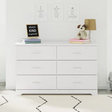 Storkcraft Brookside 6 Drawer Double Dresser (White) – GREENGUARD Gold Certified, Dresser For Nursery, Kids, Chest Of Drawers Stork Craft