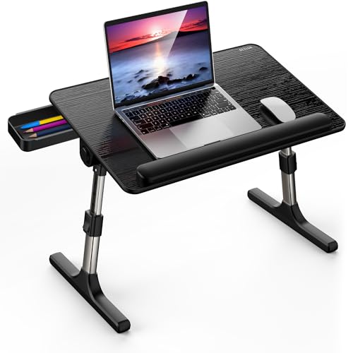 Besign LT07 Lap Desk [Extra Large], Adjustable Laptop Table, Portable Standing Bed Desk, Foldable Sofa Breakfast Tray, Notebook Computer Stand for Reading and Writing (Black) BESIGN