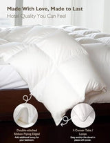 Cobnom® Hotel Luxury Feather Down Comforter Twin Size, Medium Warm All Season Duvet Insert, Silky Soft Egyptian Cotton Blend Cover, Ethically Sourced Feather & Down Filled, 68x90 Inch, White Cobnom